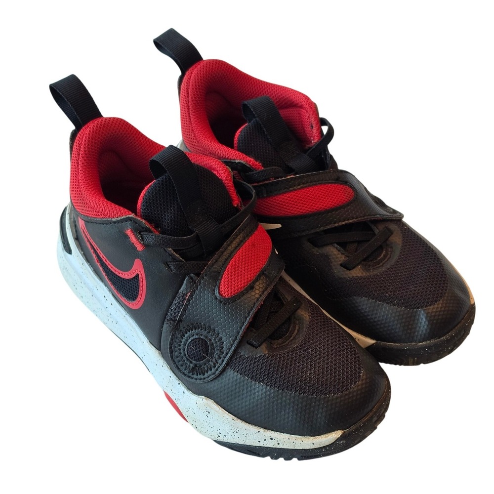 Nike Team Hustle D 11 Black Red White Kids Basketball Shoes DV8994-003 Size 13C